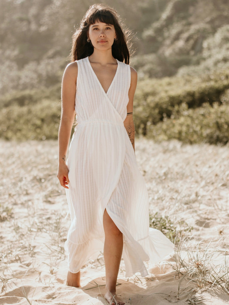 Willow Cotton Wrap Dress- off white – KloTH