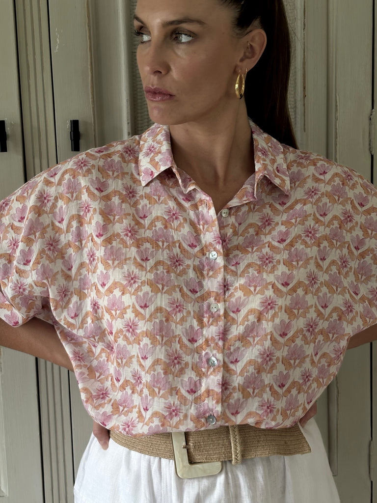 Molly Cotton Blouse - Lotus Flower