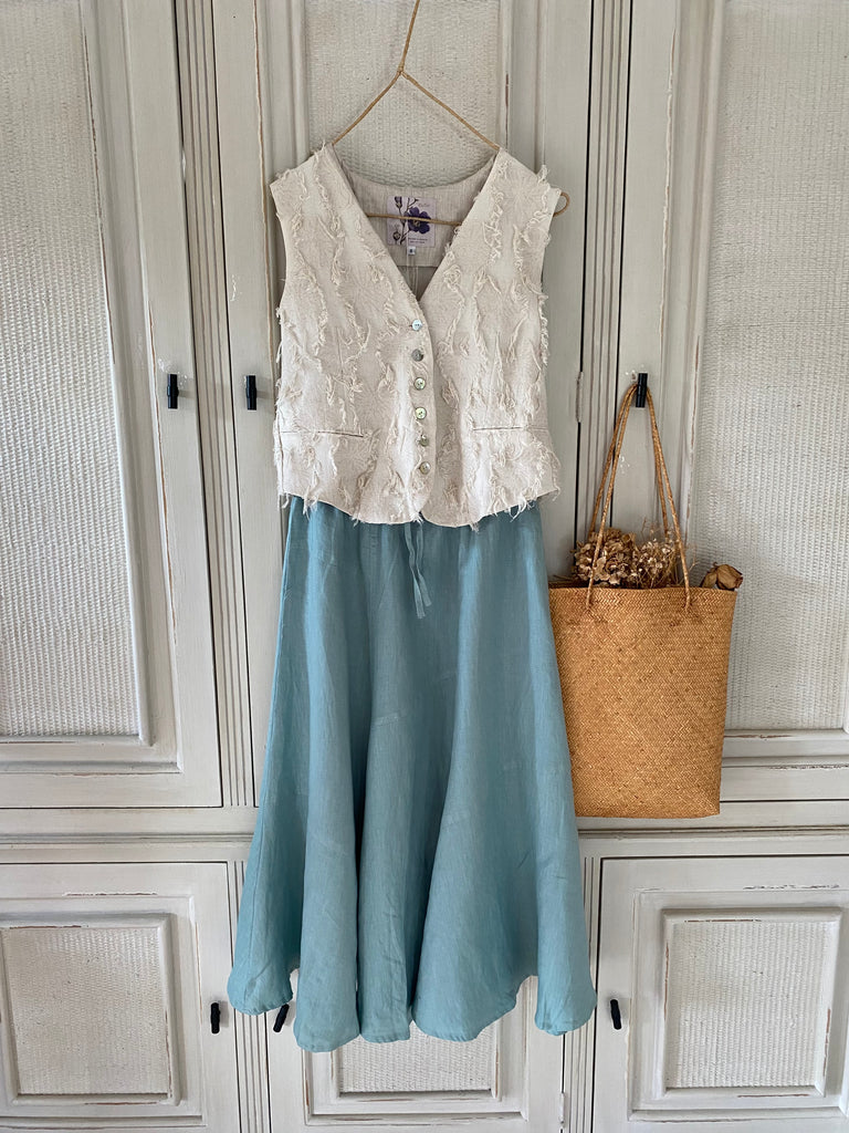 Tulip Linen Skirt- Aquamarine