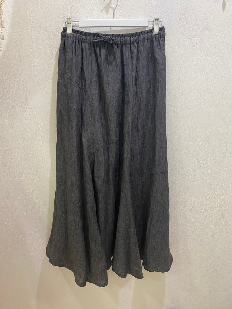 Tulip Linen Skirt- Chambray Charcoal