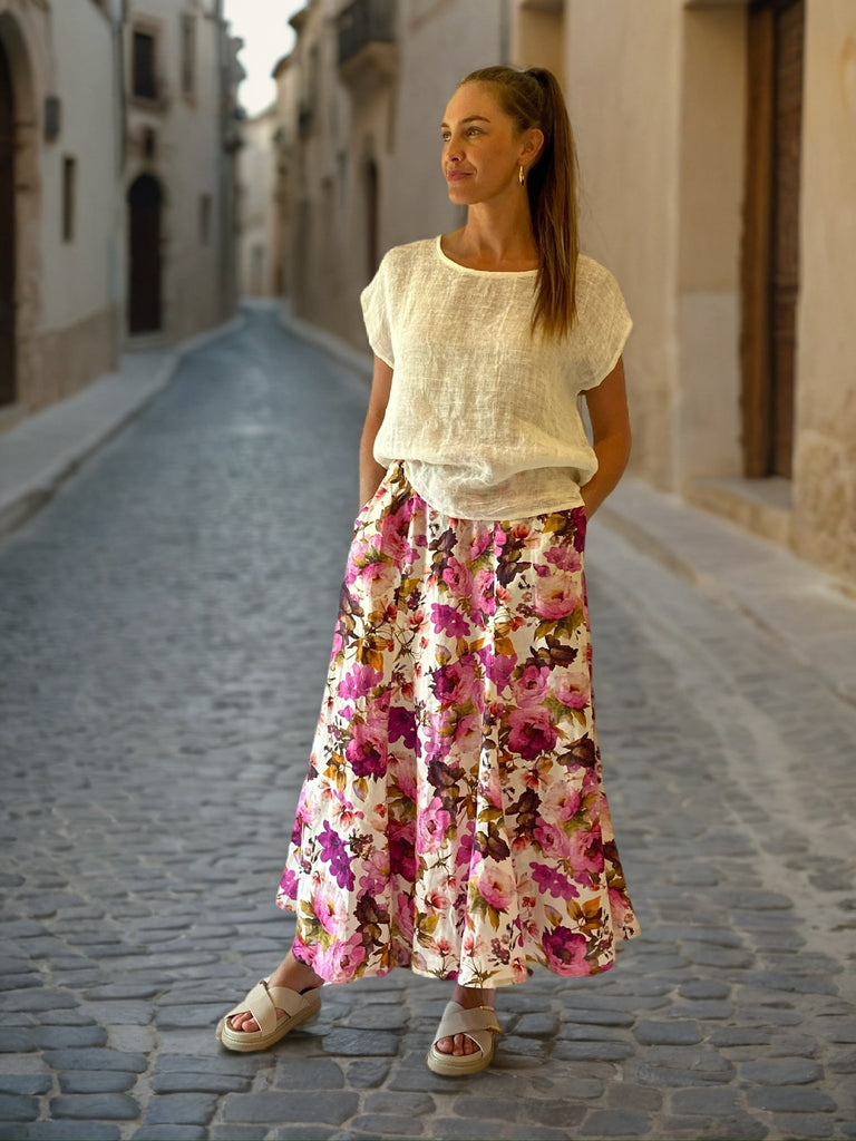 Tulip Linen Skirt- Monet