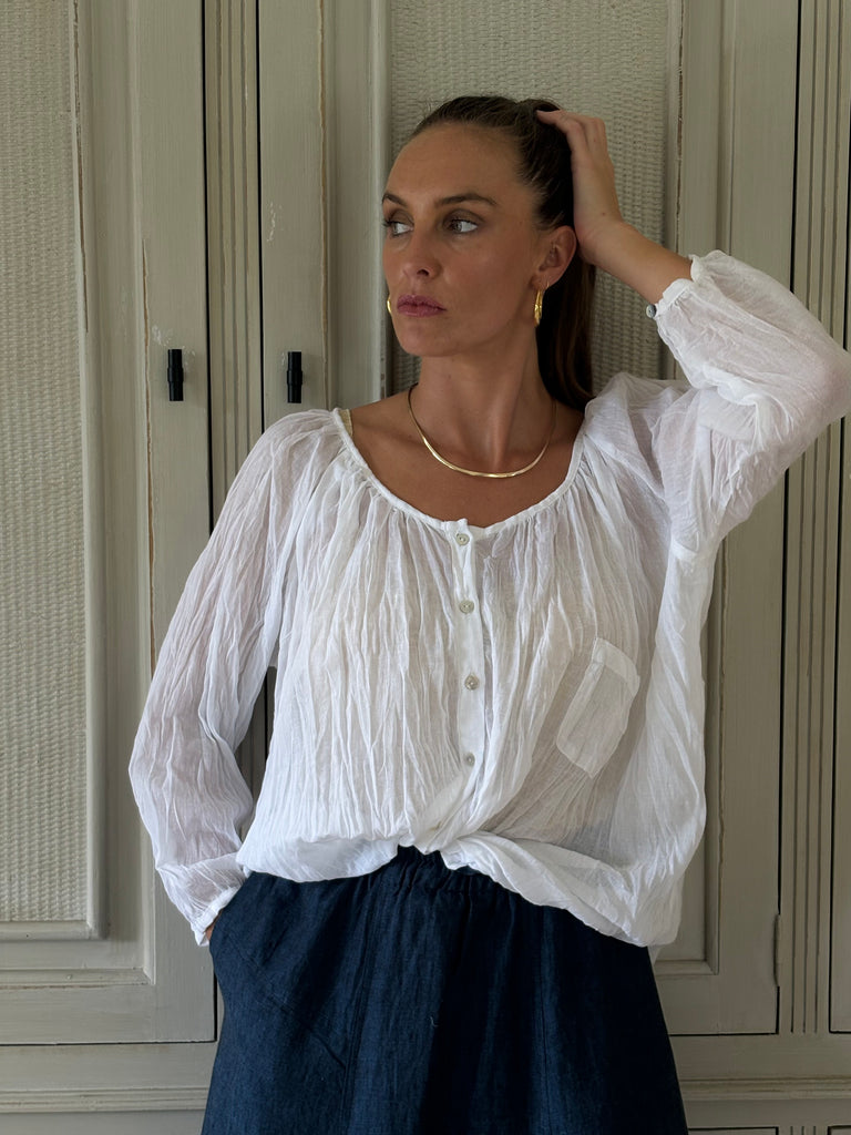 Leora Cotton Blouse - White