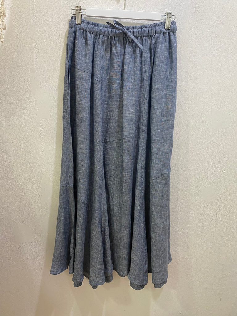 Tulip Linen Skirt- Chambray Denim