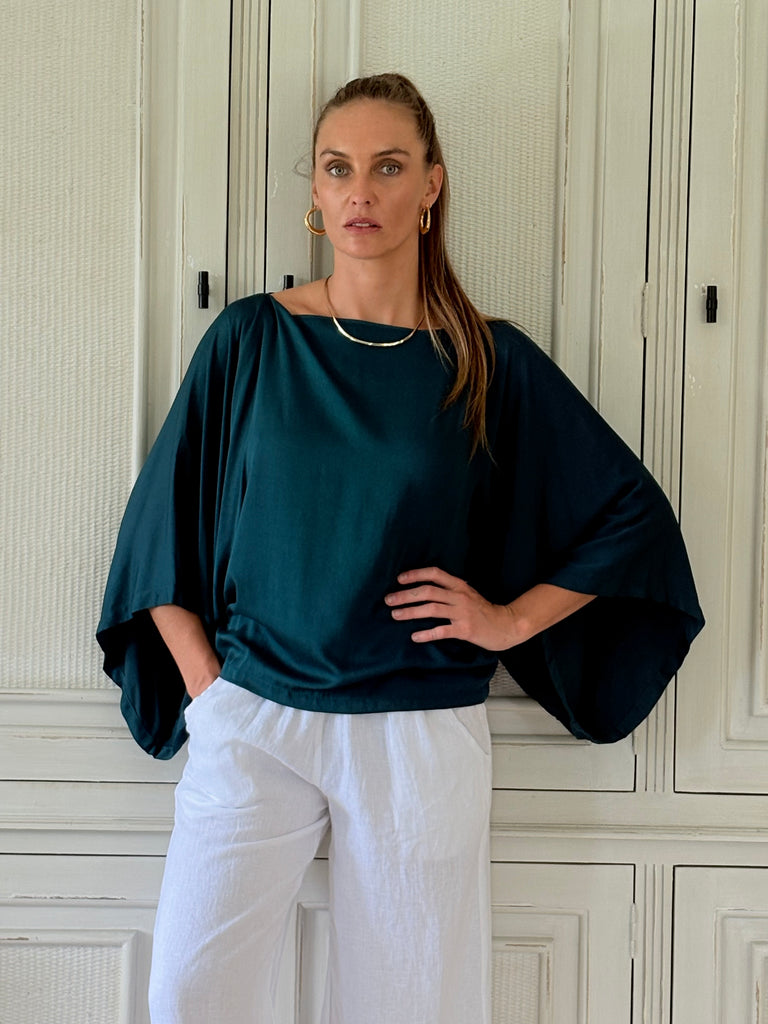 The Jaqui blouse - Organic Bamboo- Peacock