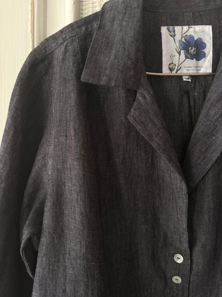 Kathryn Linen Blazer - Charcoal Chambray