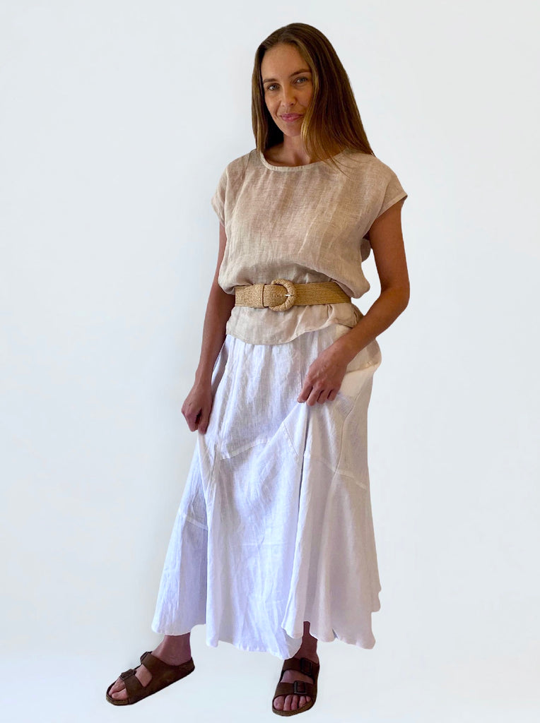 Tulip Linen Skirt- Vintage Range- White