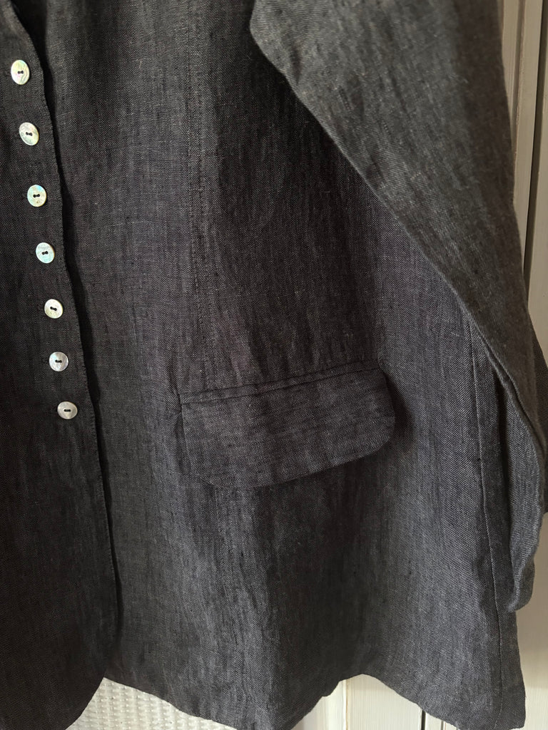 Kathryn Linen Blazer - Charcoal Chambray