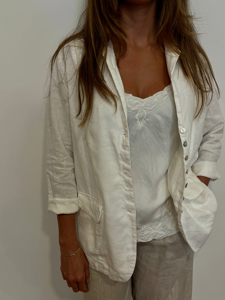 Kathryn Linen Blazer - White