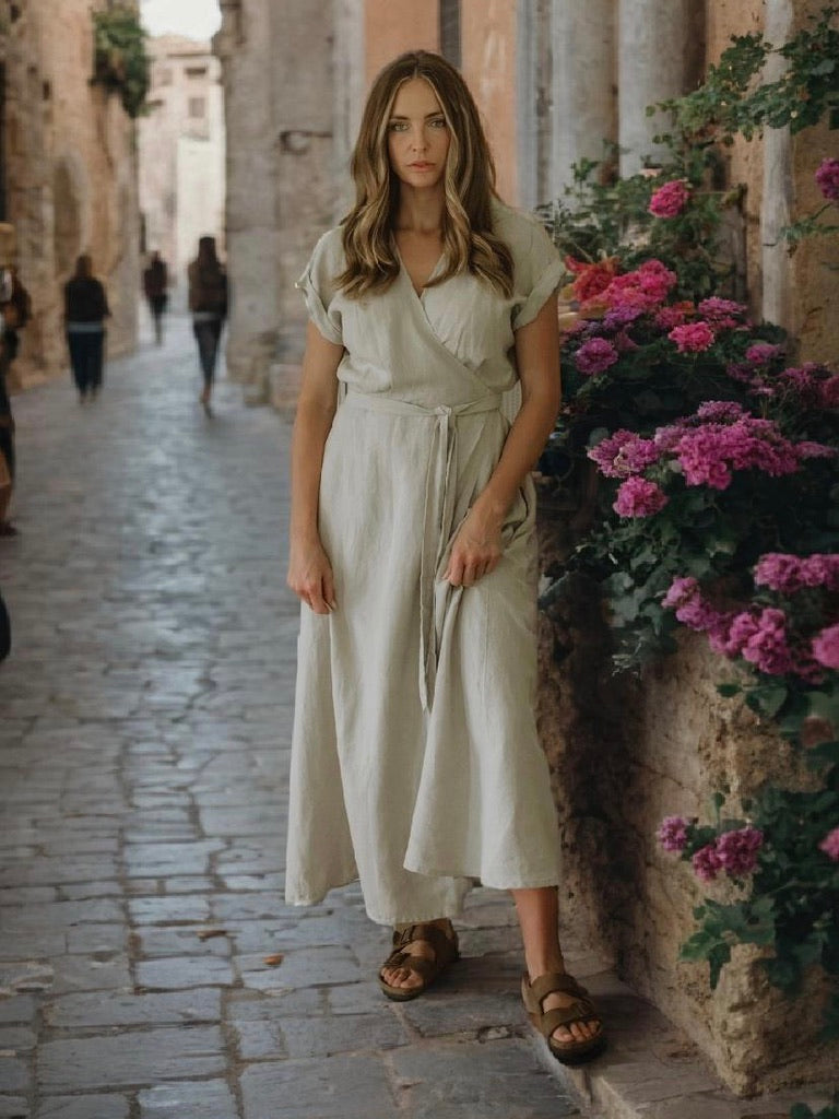 Jasmine Linen Wrap Dress - 3 colours