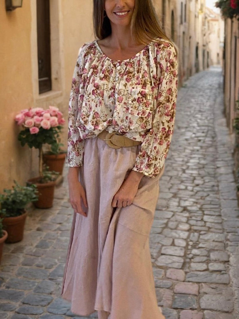 Tulip Linen Skirt- Vintage Range- Moroc Rose