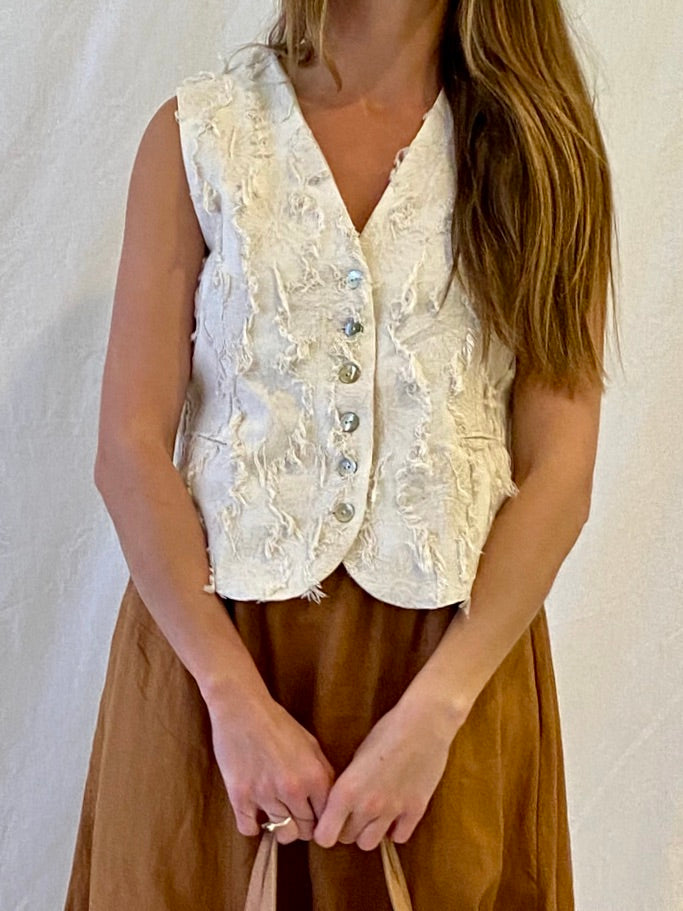 Penelope Linen Vest- Natural