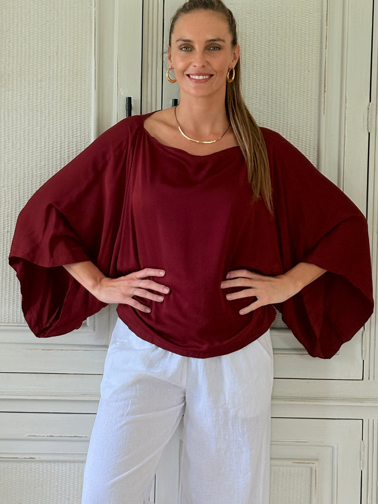 The Jaqui blouse - Organic Bamboo- Claret