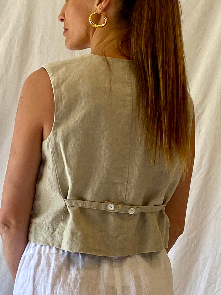 Indiana Linen Vest- Natural