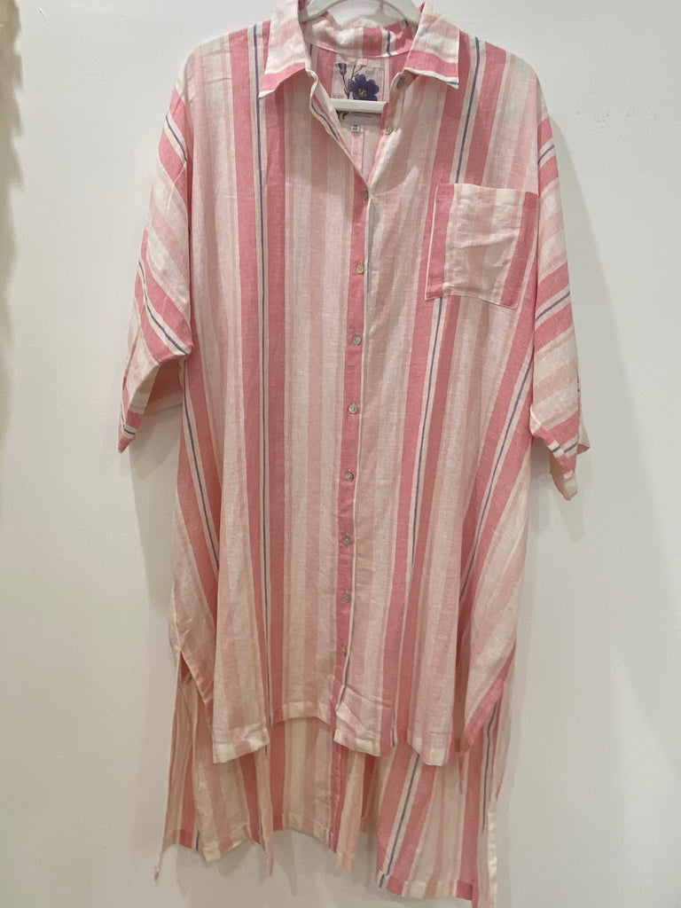 Analise Linen Shirt Dress- Portafino Stripe