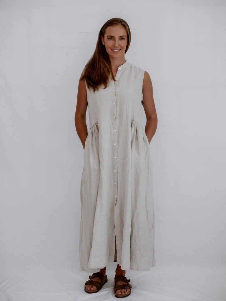 Gabrielle Linen Maxi Dress - Natural