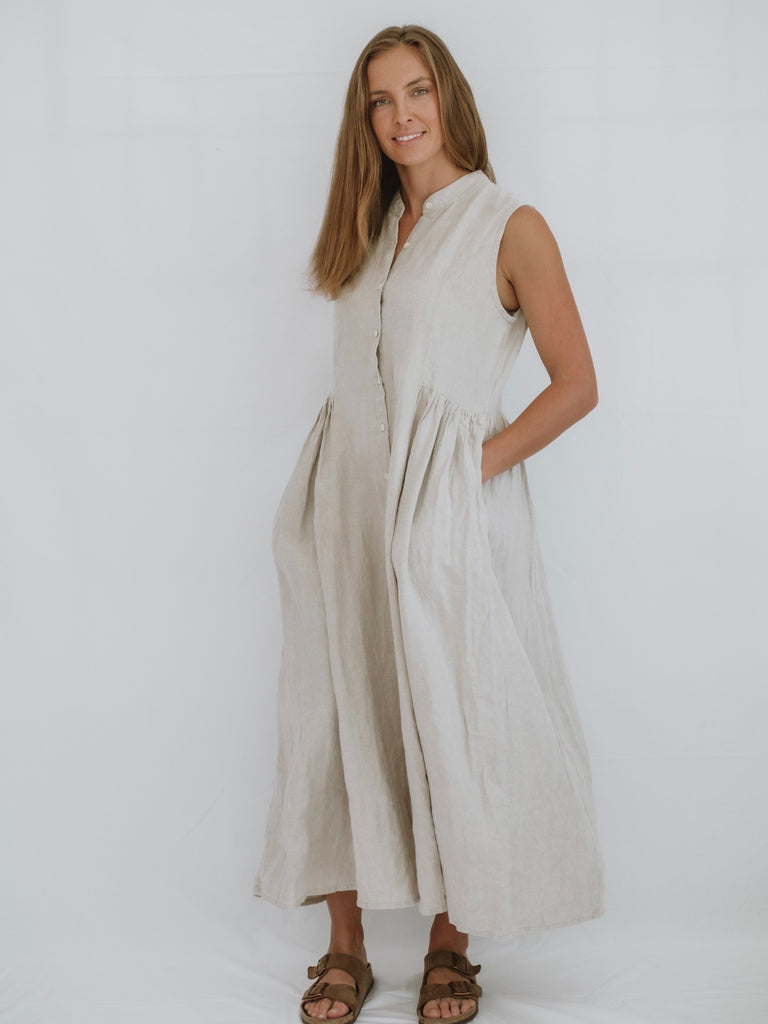 Gabrielle Linen Maxi Dress - Natural
