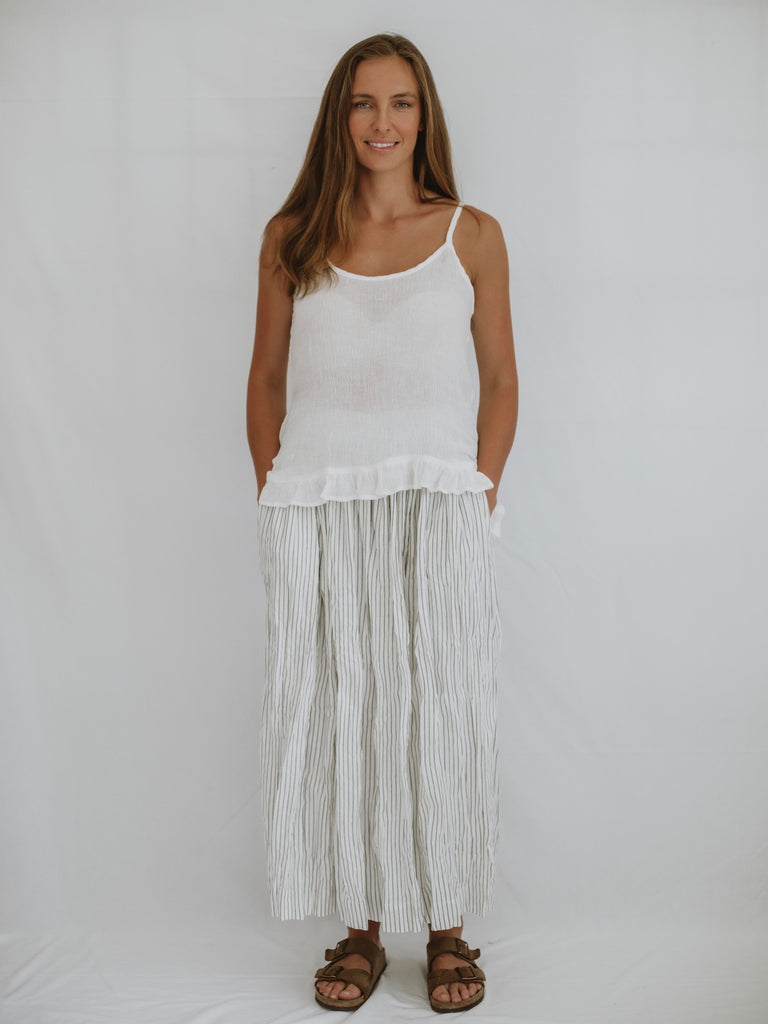 Layla Cotton Maxi Skirt - Pinstripe