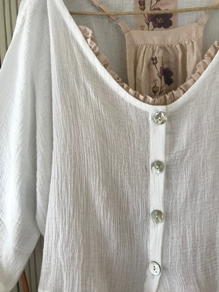 Talia Cotton Cardi blouse -  white